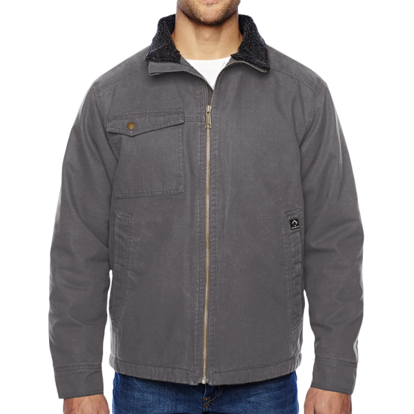 DRI DUCK Men's Endeavor Canyon Cloth™ Canvas Jacket with Sherpa Lining, Charcoal, Front view