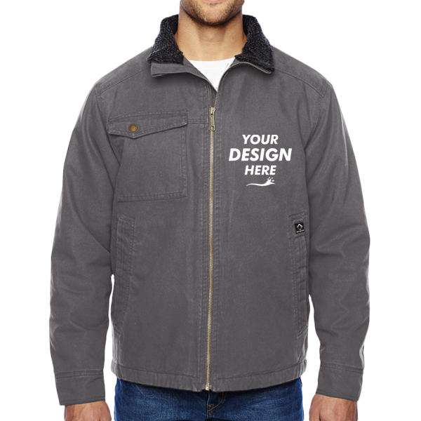 DRI DUCK Men's Endeavor Canyon Cloth™ Canvas Jacket with Sherpa Lining, Charcoal, Front view, Mockup