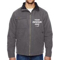 DRI DUCK Men's Endeavor Canyon Cloth™ Canvas Jacket with Sherpa Lining, Charcoal, Front view, Mockup