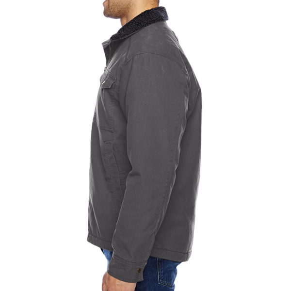 DRI DUCK Men's Endeavor Canyon Cloth™ Canvas Jacket with Sherpa Lining, Charcoal, Left Sleeve view
