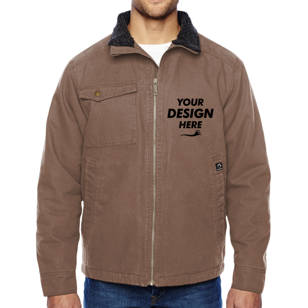 DRI DUCK Men's Endeavor Canyon Cloth™ Canvas Jacket with Sherpa Lining, Field Khaki, Front view, Mockup