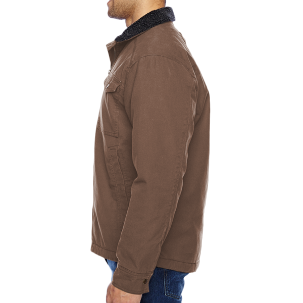 DRI DUCK Men's Endeavor Canyon Cloth™ Canvas Jacket with Sherpa Lining, Field Khaki, Left Sleeve view