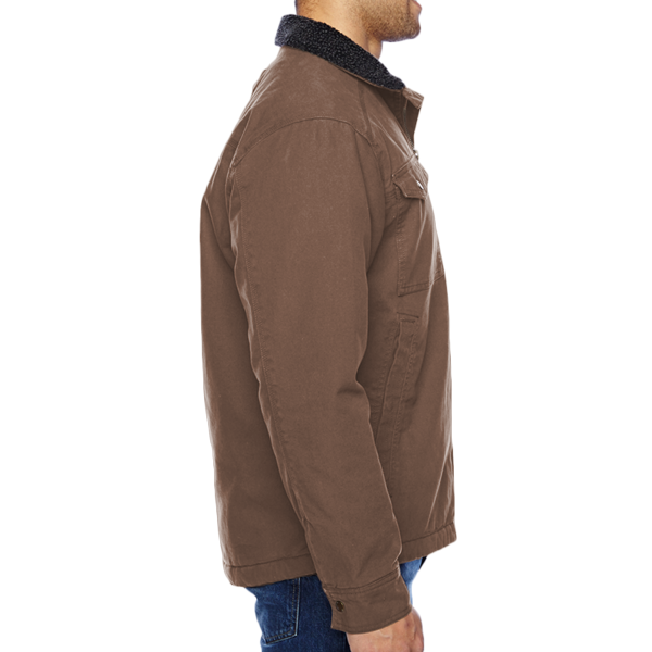 DRI DUCK Men's Endeavor Canyon Cloth™ Canvas Jacket with Sherpa Lining, Field Khaki, Right Sleeve view