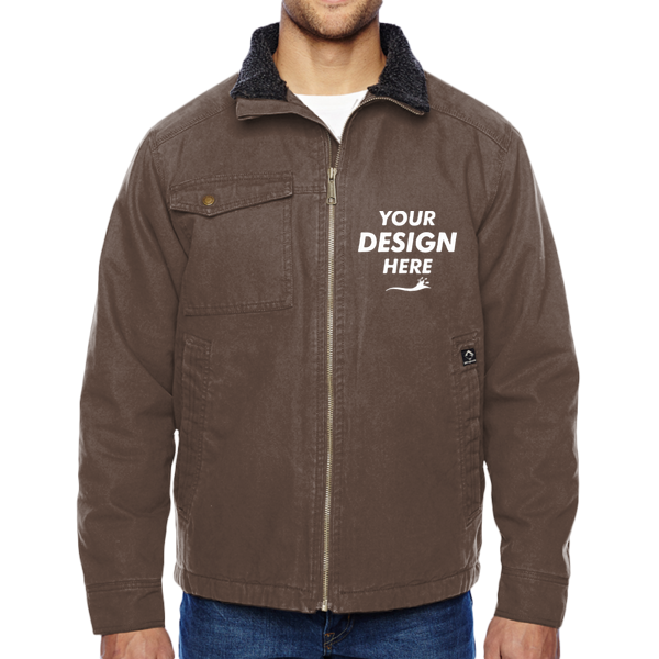 DRI DUCK Men's Endeavor Canyon Cloth™ Canvas Jacket with Sherpa Lining, Tobacco, Front view, Mockup
