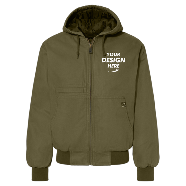 DRI DUCK Men's Laramie Power Move Jacket, Olive, Front view, Mockup