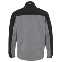 DRI DUCK Men's Motion Soft Shell Jacket, Black Heather / Black, Back view
