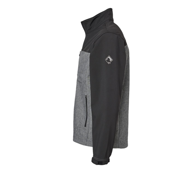 DRI DUCK Men's Motion Soft Shell Jacket, Black Heather / Black, Left Sleeve view