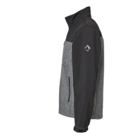 DRI DUCK Men's Motion Soft Shell Jacket, Black Heather / Black, Left Sleeve view