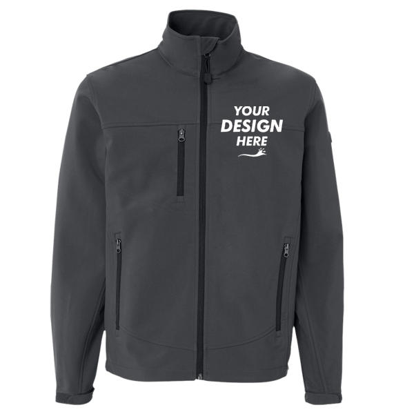 DRI DUCK Men's Motion Soft Shell Jacket, Charcoal / Charcoal, Front view, Mockup