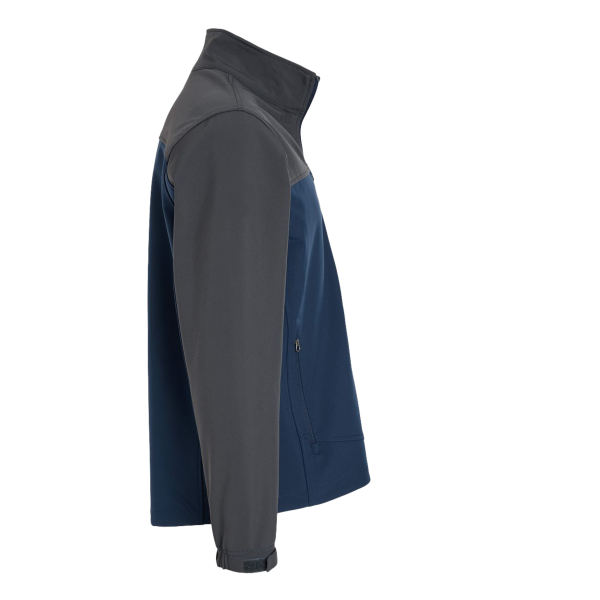 DRI DUCK Men's Motion Soft Shell Jacket, Deep Blue / Charcoal, Right Sleeve view