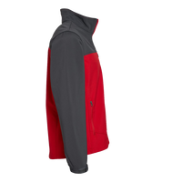 DRI DUCK Men's Motion Soft Shell Jacket, Red / Charcoal, Right Sleeve view