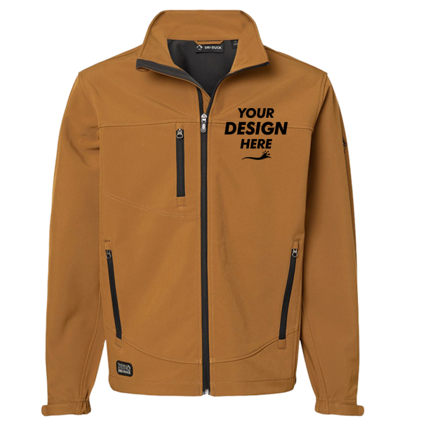 DRI DUCK Men's Motion Soft Shell Jacket, Saddle / Saddle, Front view, Mockup