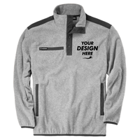 DRI DUCK Men's Ranger Melange Fleece Pullover, Platinum, Front view, Mockup