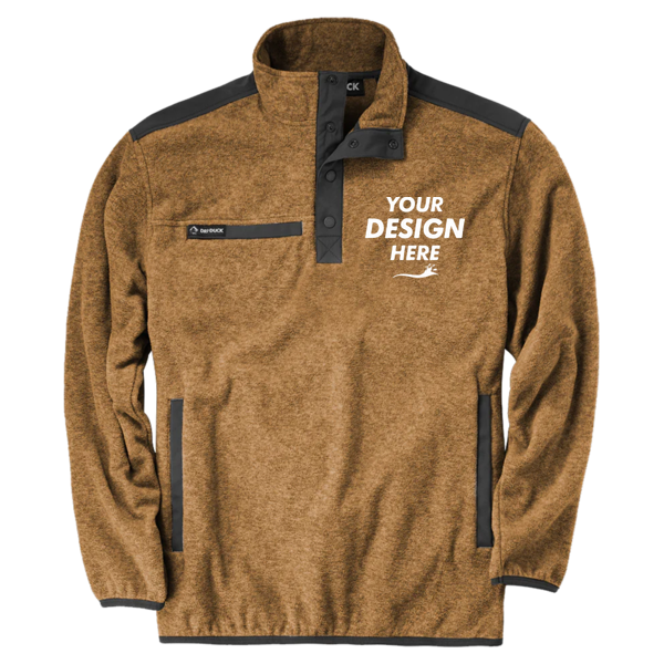 DRI DUCK Men's Ranger Melange Fleece Pullover, Saddle, Front view, Mockup