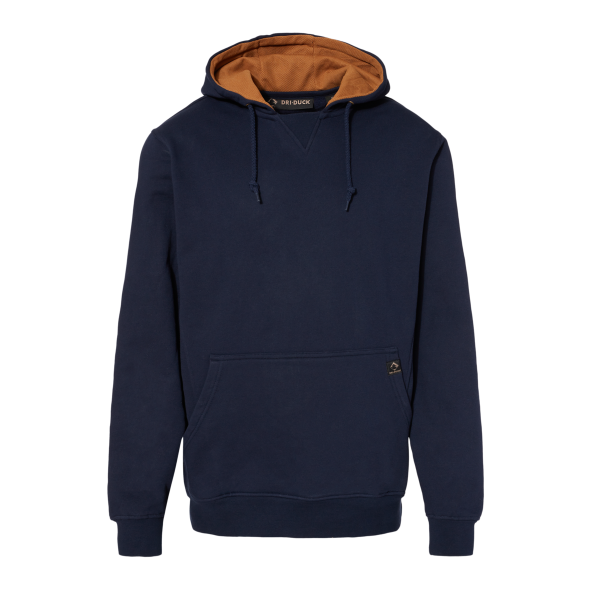 DRI DUCK Men's Woodland Fleece Hooded Pullover, Navy, Front view