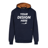 DRI DUCK Men's Woodland Fleece Hooded Pullover, Navy, Front view, Mockup