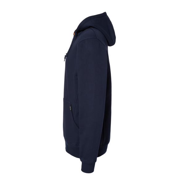 DRI DUCK Men's Woodland Fleece Hooded Pullover, Navy, Left Sleeve view
