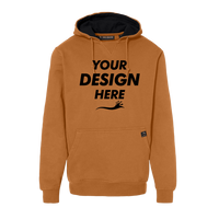 DRI DUCK Men's Woodland Fleece Hooded Pullover, Saddle, Front view, Mockup