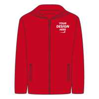 DRI DUCK Unisex Torrent Waterproof Hooded Jacket, Red / Red, Front view, Mockup