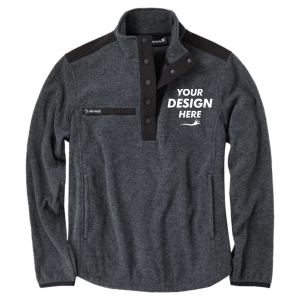 DRI DUCK Women's Sierra Melange Fleece Pullover, Charcoal, Front view, Mockup