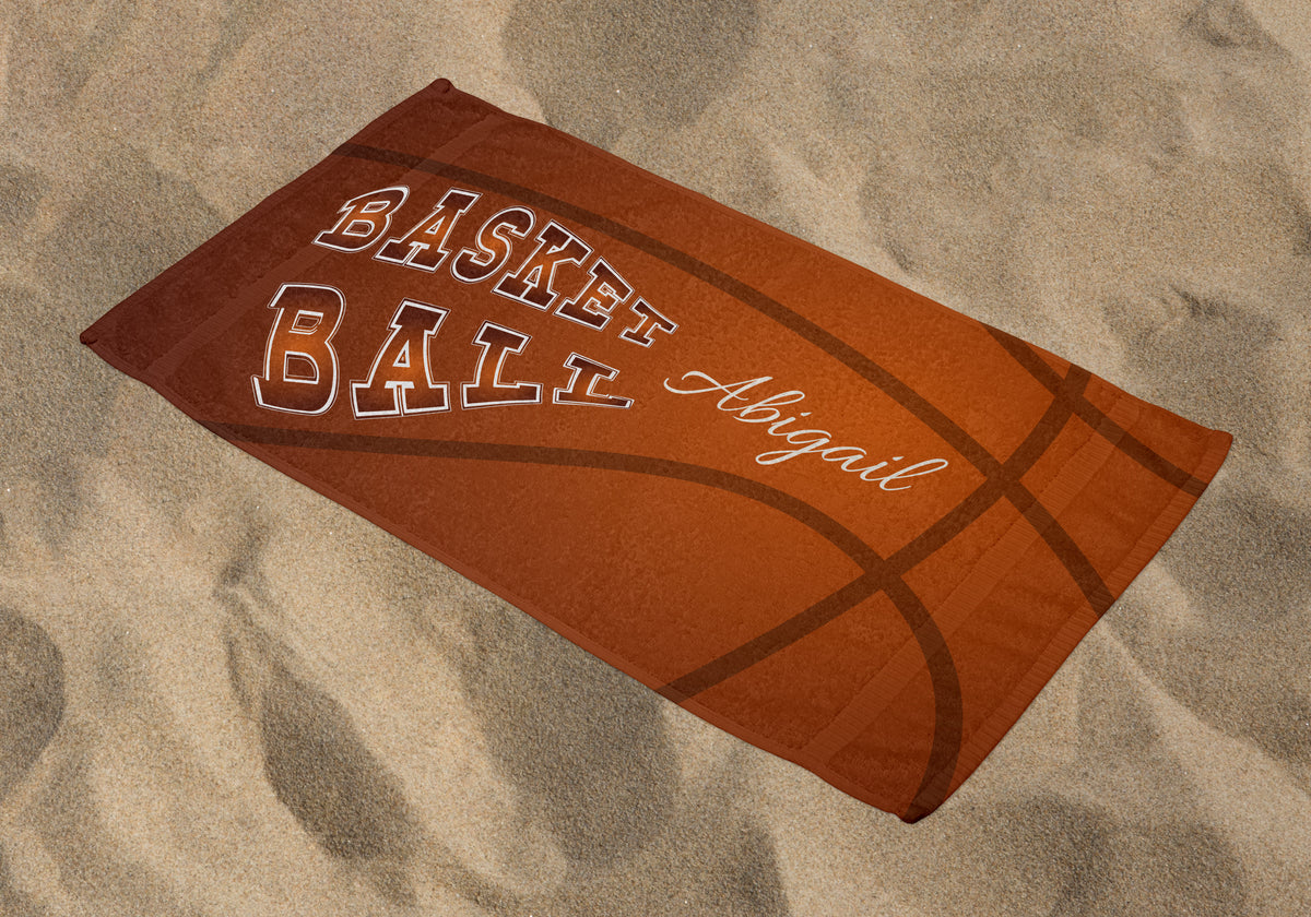 Personalized Basketball Beach Towel, Orange Standart Beach Towel, Orange Premium Beach Towel
