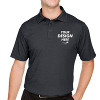 Devon & Jones Men's CrownLux Performance® Address Mélange Polo, Black Heather, Front view, Mockup