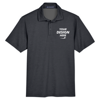 Devon & Jones Men's CrownLux Performance Address Mélange Polo, Black Melange, Front view, Mockup