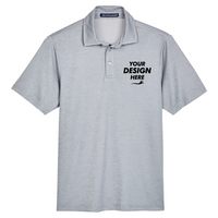 Devon & Jones Men's CrownLux Performance Address Mélange Polo, Grey Melange, Front view, Mockup