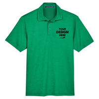 Devon & Jones Men's CrownLux Performance Address Mélange Polo, Kelly Green Melange, Front view, Mockup