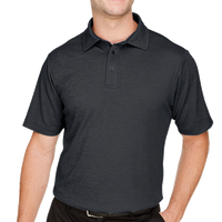Devon & Jones Men's CrownLux Performance® Address Mélange Polo, Black Heather, Front view