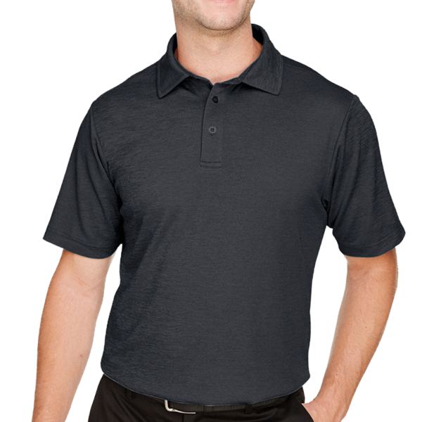 Devon & Jones Men's CrownLux Performance® Address Mélange Polo, Black Heather, Front view