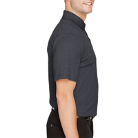 Devon & Jones Men's CrownLux Performance® Address Mélange Polo, Black Heather, Right Sleeve view