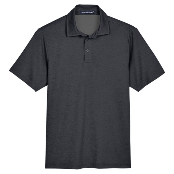 Devon & Jones Men's CrownLux Performance Address Mélange Polo, Black Melange, Front view