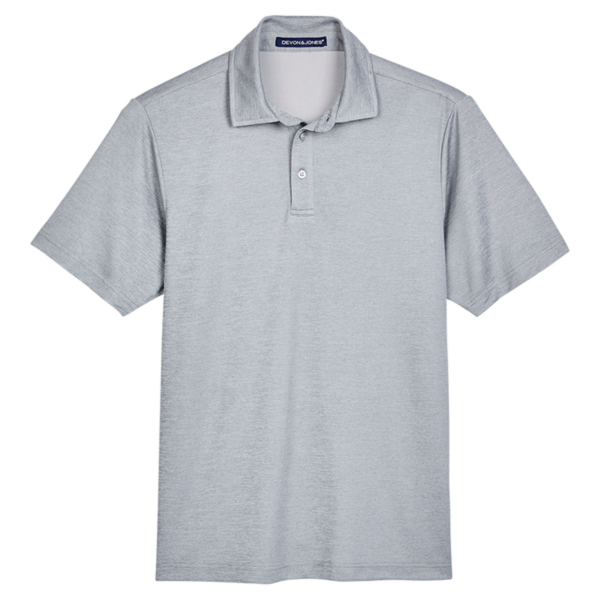 Devon & Jones Men's CrownLux Performance Address Mélange Polo, Grey Melange, Front view