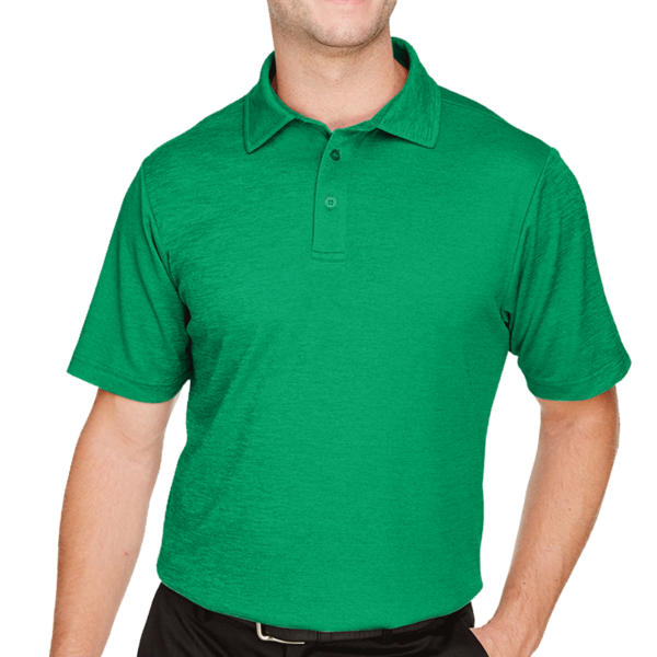 Devon & Jones Men's CrownLux Performance® Address Mélange Polo, Kelly Green Heather, Front view