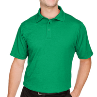 Devon & Jones Men's CrownLux Performance® Address Mélange Polo, Kelly Green Heather, Front view