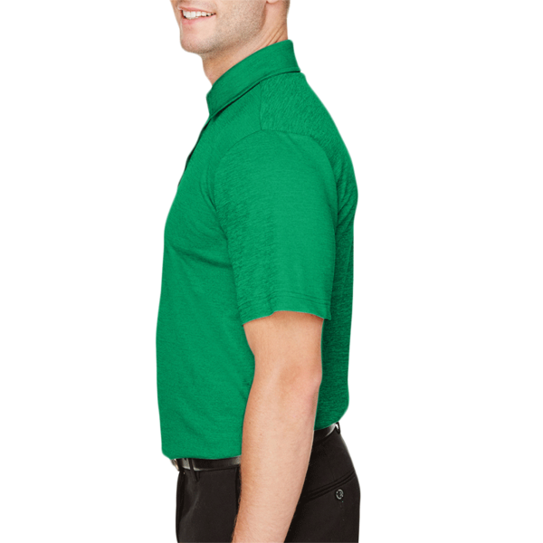 Devon & Jones Men's CrownLux Performance® Address Mélange Polo, Kelly Green Heather, Left Sleeve view