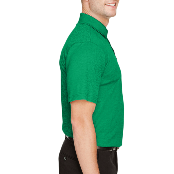 Devon & Jones Men's CrownLux Performance® Address Mélange Polo, Kelly Green Heather, Right Sleeve view