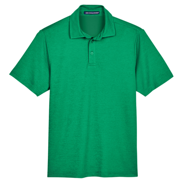 Devon & Jones Men's CrownLux Performance Address Mélange Polo, Kelly Green Melange, Front view