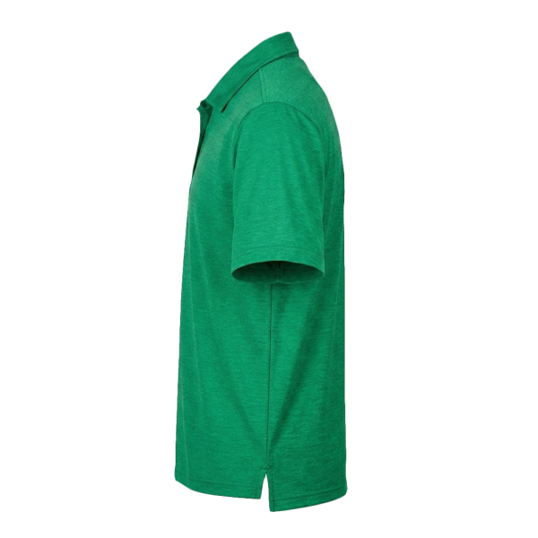 Devon & Jones Men's CrownLux Performance Address Mélange Polo, Kelly Green Melange, Left Sleeve view