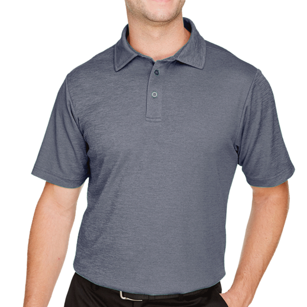 Devon & Jones Men's CrownLux Performance® Address Mélange Polo, Navy Heather, Front view