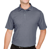 Devon & Jones Men's CrownLux Performance® Address Mélange Polo, Navy Heather, Front view