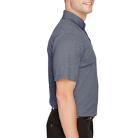 Devon & Jones Men's CrownLux Performance® Address Mélange Polo, Navy Heather, Right Sleeve view