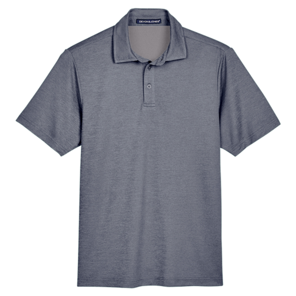Devon & Jones Men's CrownLux Performance Address Mélange Polo, Navy Melange, Front view