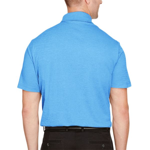 Devon & Jones Men's CrownLux Performance® Address Mélange Polo, Ocean Blue Heather, Back view