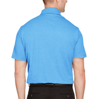 Devon & Jones Men's CrownLux Performance® Address Mélange Polo, Ocean Blue Heather, Back view