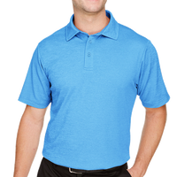 Devon & Jones Men's CrownLux Performance® Address Mélange Polo, Ocean Blue Heather, Front view