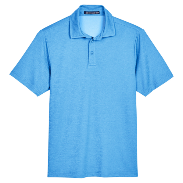 Devon & Jones Men's CrownLux Performance Address Mélange Polo, Ocean Blue Melange, Front view