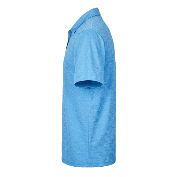 Devon & Jones Men's CrownLux Performance Address Mélange Polo, Ocean Blue Melange, Left Sleeve view