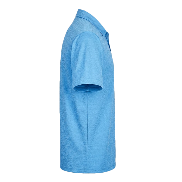 Devon & Jones Men's CrownLux Performance Address Mélange Polo, Ocean Blue Melange, Right Sleeve view